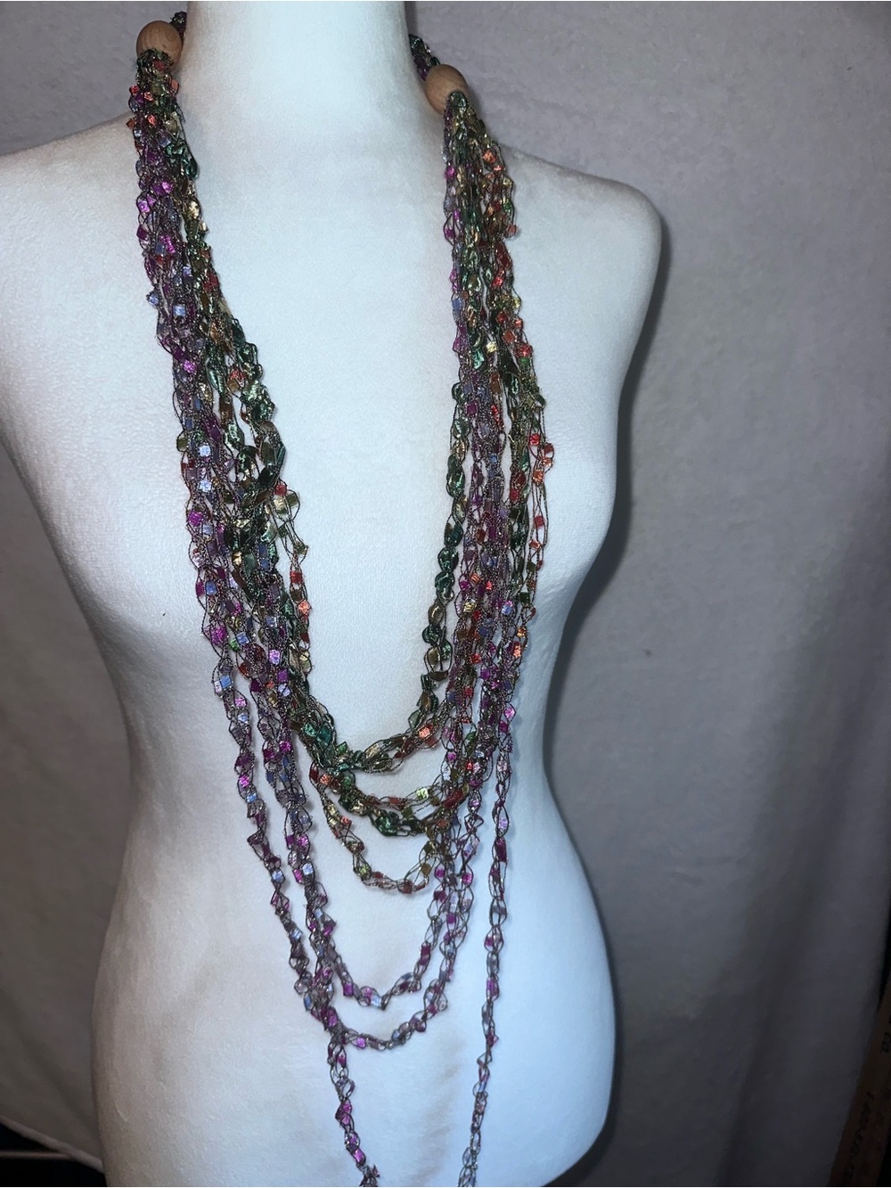 #JC2 Multicolor Ladder Yarn Crochet Necklace Women Jewelry Popular from the 90’s
